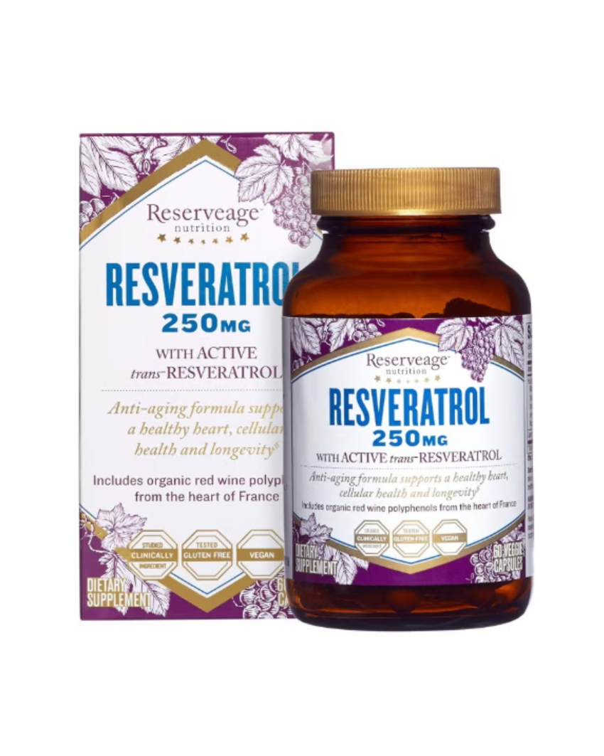 Reserveage Beauty Resveratrol 250 mg – Anti-Aging, Heart & Cellular Support, 60 Veggie Capsules
