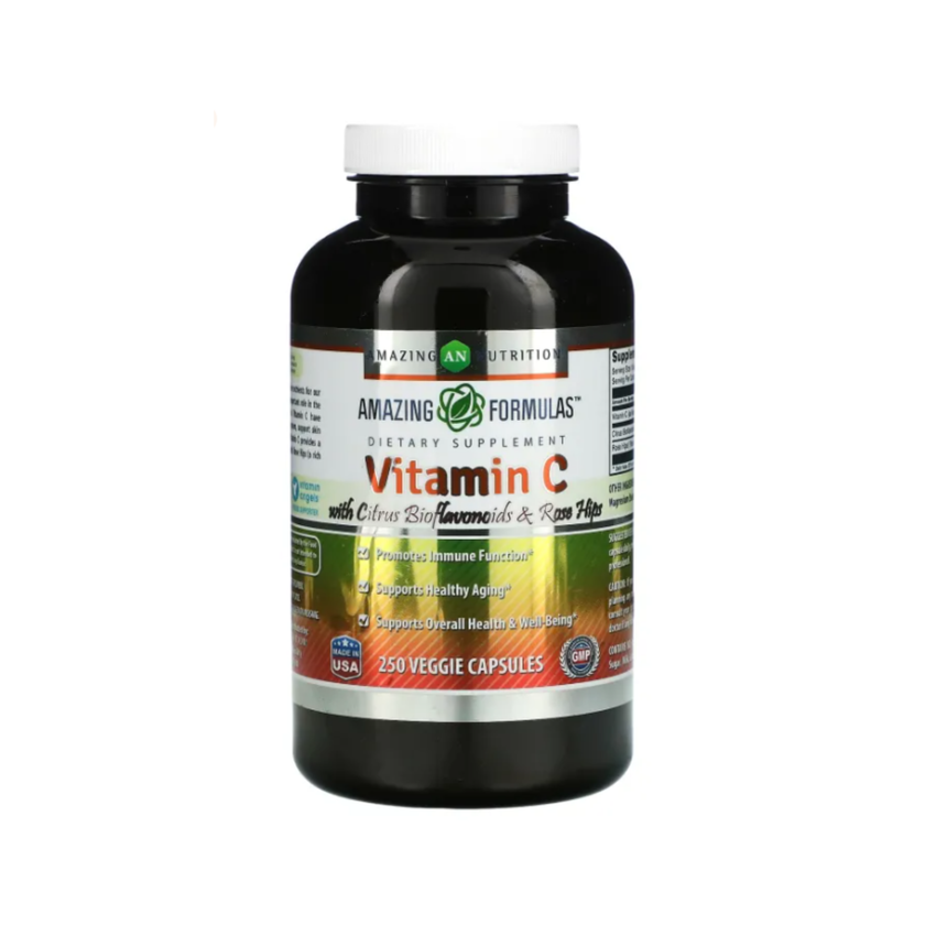 Vitamin C with Citrus Bioflavonoids & Rose Hips – Immune Support, Antioxidant & Healthy Aging Supplement