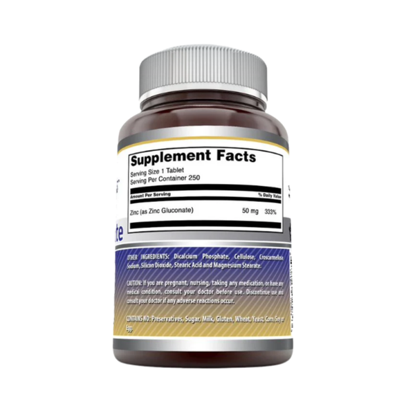 Zinc Gluconate 50 mg – Immune Support, Enzyme Function & Healthy Skin Supplement