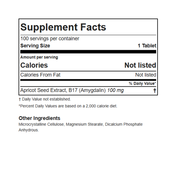 Abrikosų galios vitamino B17 / amigdalino 100 mg tabletės