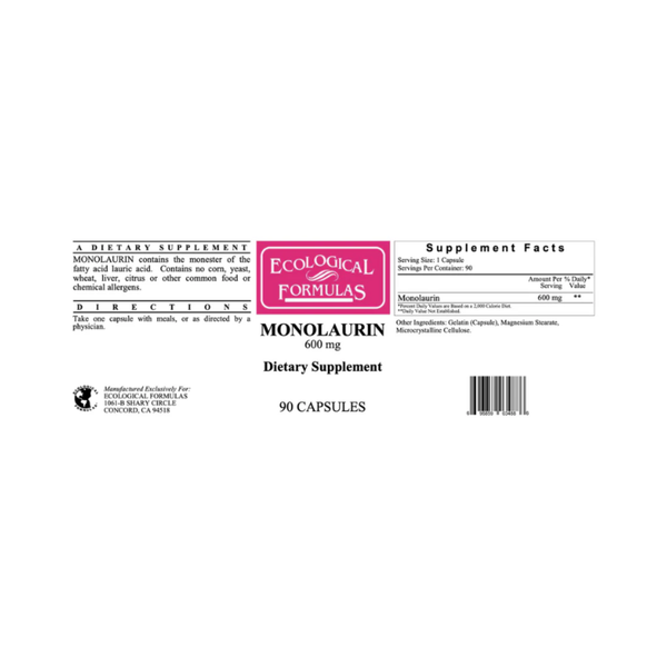 Monolaurin 600 mg – Immune Support from Coconut-Derived Fatty Acids