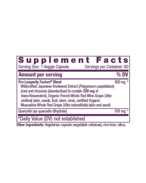 Reserveage Beauty Resveratrol 250 mg – Anti-Aging, Heart & Cellular Support, 60 Veggie Capsules