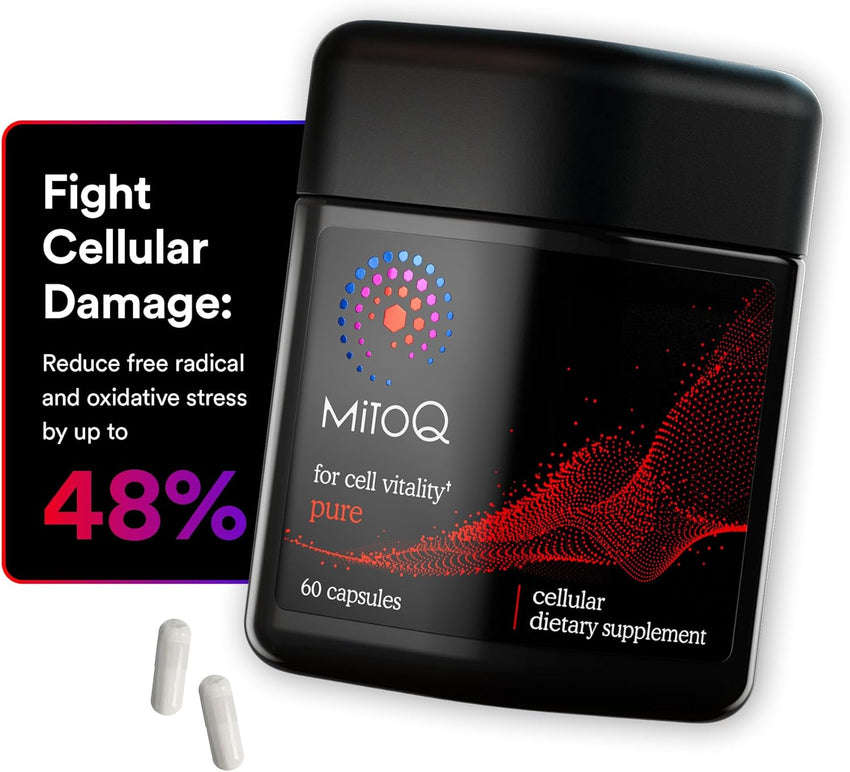 MitoQ Pure Advanced Mitochondria Supplement - Superior Bioavailability to CoQ10 - Patented Vitality Supplement for Sustained Energy, Heart Health, Metabolic Support, and Healthy Aging