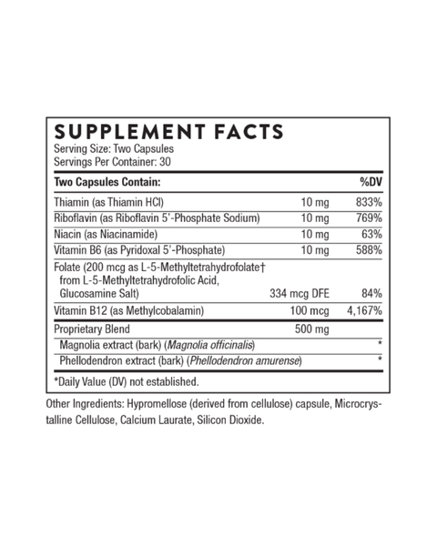Potraukio ir streso palaikymas – kortizolio pusiausvyra ir nuotaikos palaikymas su magnolija, phellodendronu ir aktyviais B grupės vitaminais