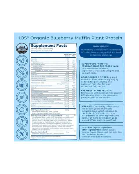 KOS Blueberry Muffin Plant Protein Powder