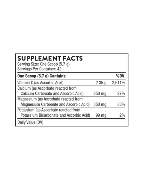 High Potency Vitamin C Powder with Magnesium, Calcium, and Potassium for Immune and Antioxidant Support