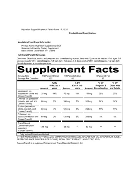 Hydration Support Grapefruit | Electrolyte Powder