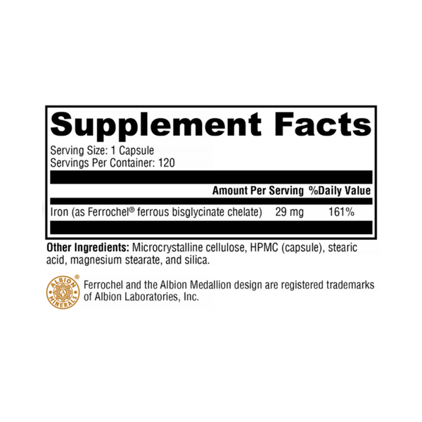 Iron Glycinate™ 29 mg – Highly Absorbable Ferrochel® Iron Bis-Glycinate for Hemoglobin & Ferritin Support