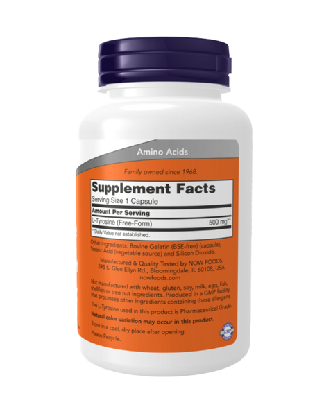 L-Tyrosine 500mg Capsules – Supports Mental Alertness, Mood & Thyroid Function | Pharmaceutical Grade