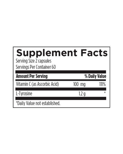 Tyrosine Capsules – L-Tyrosine with Vitamin C for Cognitive Function, Focus & Mood Support
