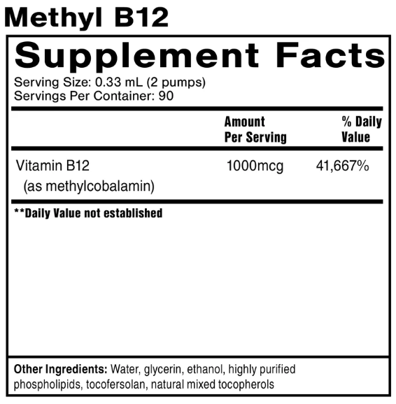Metilkobalamino B12 skystis – didelio stiprumo, bioaktyvus B12 energijai, nuotaikai ir nervų sistemos palaikymui