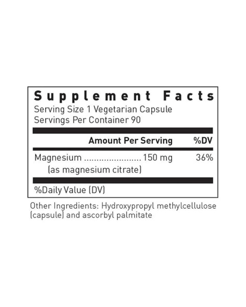 Magnesium Citrate Capsules – 150 mg Highly Absorbable Magnesium for Digestion, Muscle & Relaxation Support
