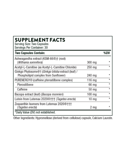 „Memoractiv“ nootropinės smegenų palaikymo kapsulės – dėmesio sutelkimo, atminties ir streso palaikymas