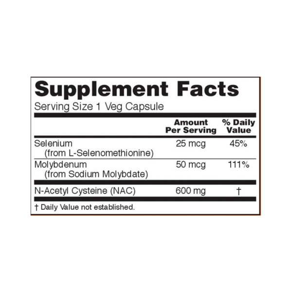 NAC 600 mg with Selenium & Molybdenum – Cellular & Antioxidant Support