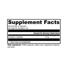 NAC (N-Acetyl-L-Cysteine) 1200 mg – Glutathione Precursor for Antioxidant, Detox & Respiratory Support