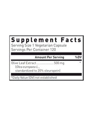 Olive Leaf Extract Capsules – Antioxidant & Immune Support, 500mg, Standardized to 20% Oleuropein