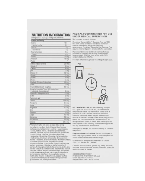 Physicians’ Elemental Diet Dextrose-Free — Complete Gut Support Formula
