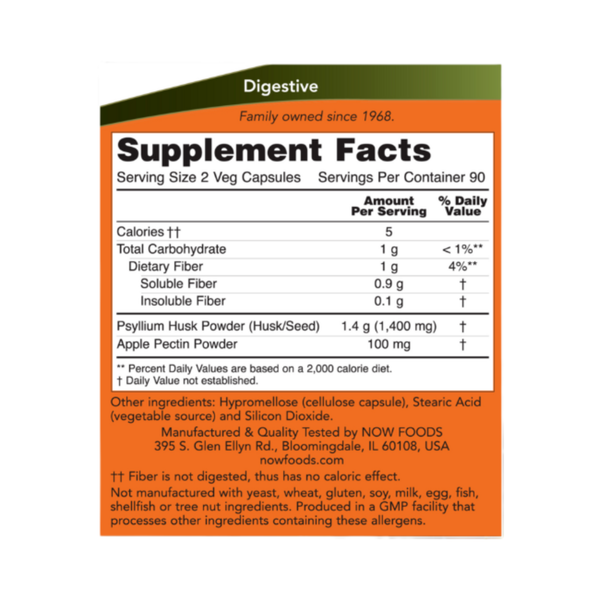 Psyllium Husk Fiber Capsules with Apple Pectin – Digestive Health & Regularity Support