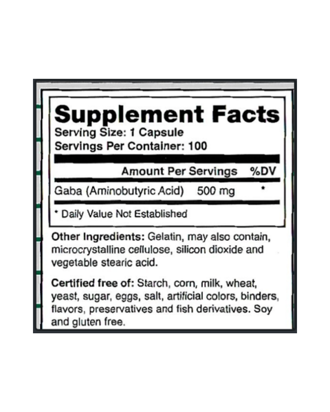 Pure GABA 500 mg Amino Acid Capsules