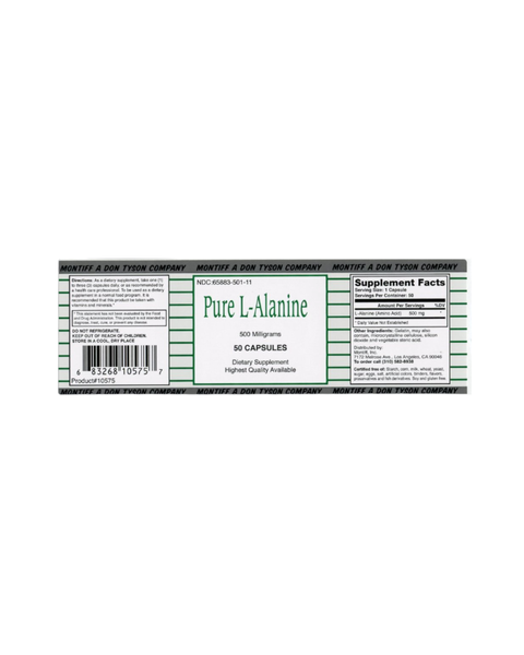 Pure L-Alanine 500 mg Amino Acid Capsules