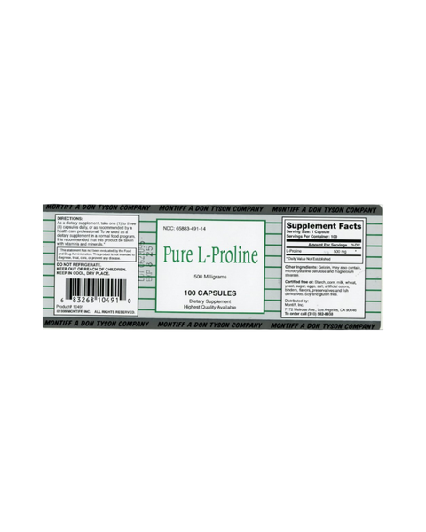 Pure L-Proline 500 mg Amino Acid Capsules