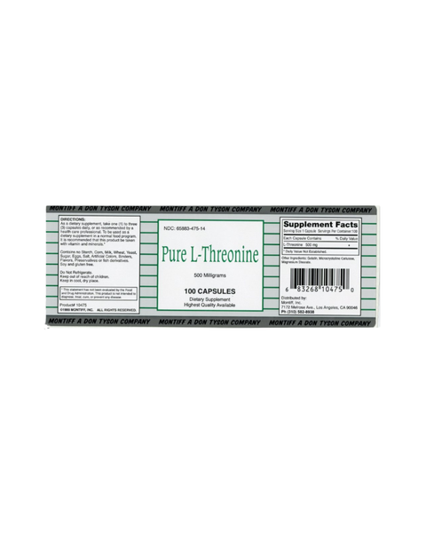 Pure L-Threonine 500 mg Amino Acid Capsules