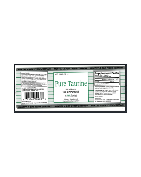 Pure Taurine 500 mg Amino Acid Capsules