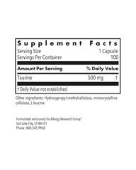 Taurine 500mg Cellular &amp; Electrolyte Support