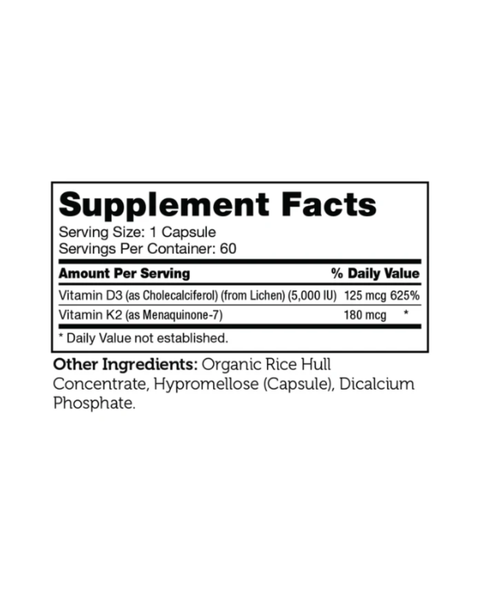 Vitamin D3 + K2 (5000 IU) – Bone, Heart & Immune Support