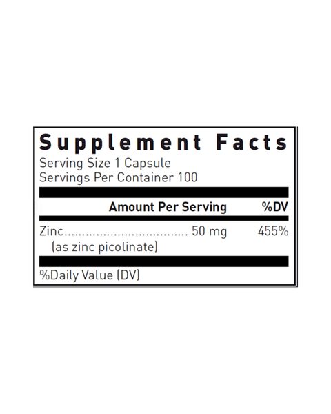 Zinc Picolinate 50 mg Capsules – Highly Absorbable Zinc for Immune, Skin & Cellular Support