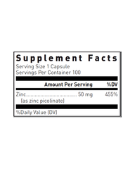 Zinc Picolinate 50 mg Capsules – Highly Absorbable Zinc for Immune, Skin & Cellular Support