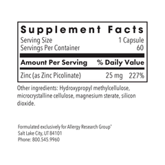 Zinc Picolinate 25 mg – High Absorption Zinc for Immune, Cognitive & Hormone Support