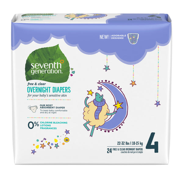 Seventh Generation Baby Overnight Diapers Stage 4 (4x24 CT)