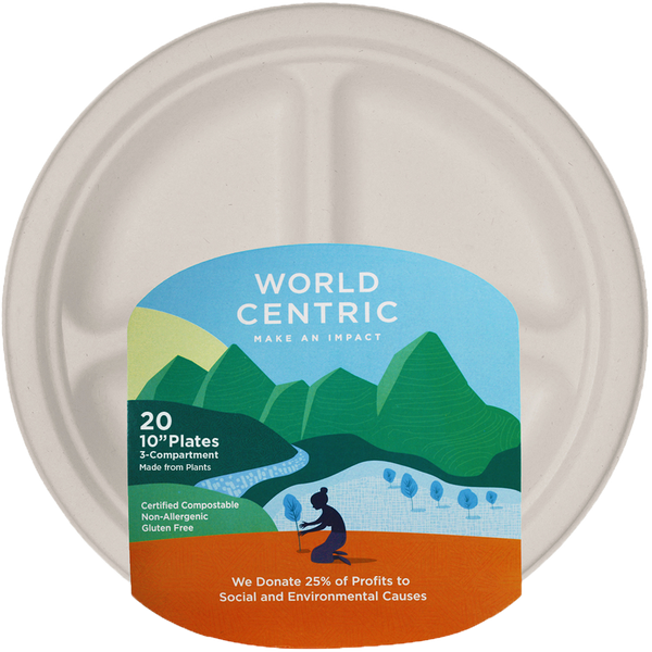 World Centric 3-Compartment Plate, 10 Inch (12x20 CT)